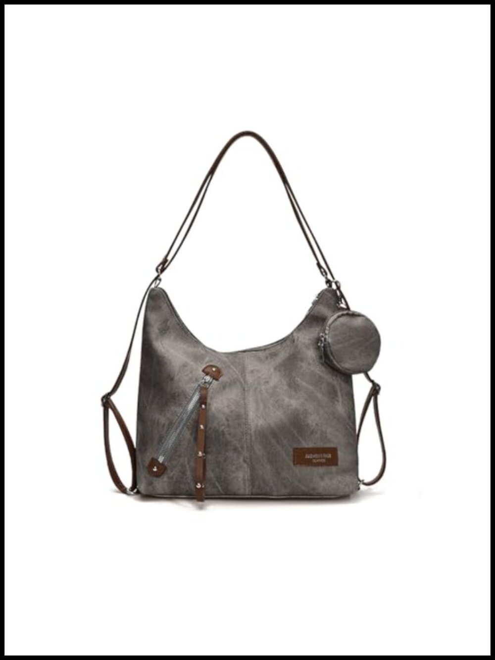 PU Leather Hobo Tote Bag Women Crossbody Shoulder Purse with 3 Straps,
